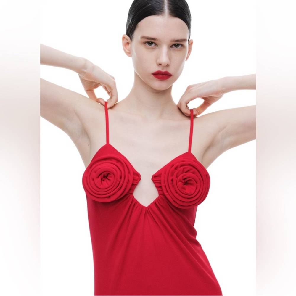 MAGDA BUTRYM H&M ROSE-APPLIQUÉD STRAPPY DRESS SIZE S - Picture 10 of 16